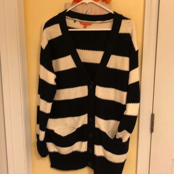 Blue and White Striped Cardigan NWOT - Picture 3 of 4